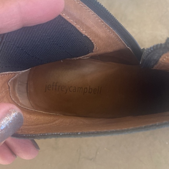 Jeffrey Campbell Hanger Washed Leather Chunky Ankle Boots Size 10 Blackish Gray - Picture 5 of 12